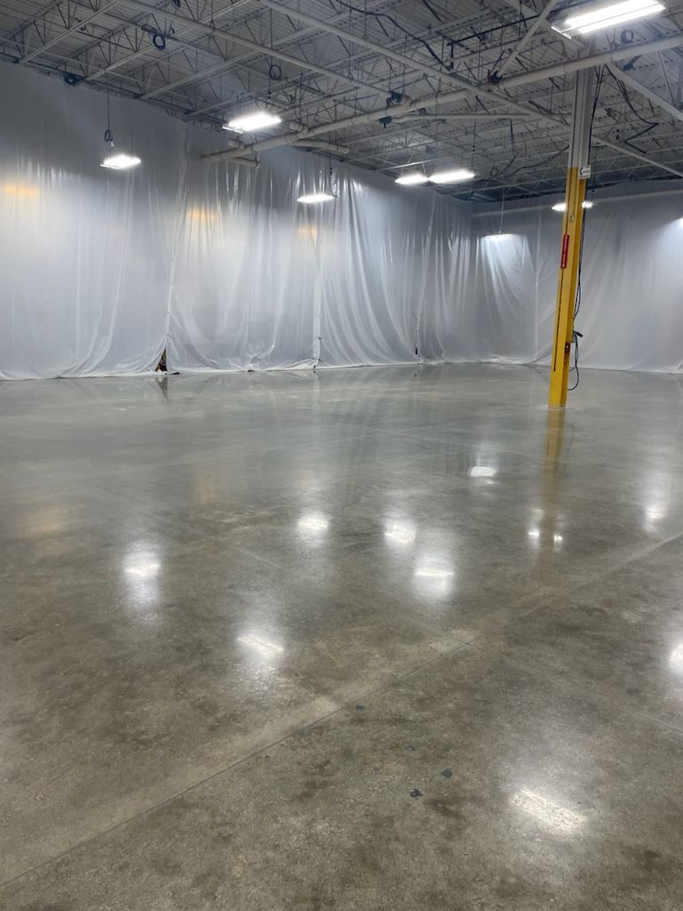 Production facility polished concrete floor wide view, Dover, DE