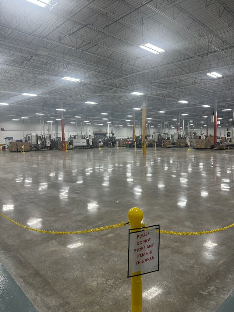 Production facility polished concrete floor, Dover, DE